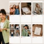 Young fashion creator making social media content with lifestyle and fashion images.
