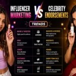 Influencer marketing vs. celebrity endorsements comparison infographic.