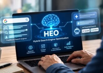 HEO dashboard on a laptop screen.