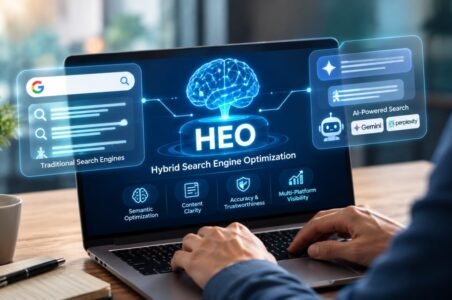 HEO dashboard on a laptop screen.