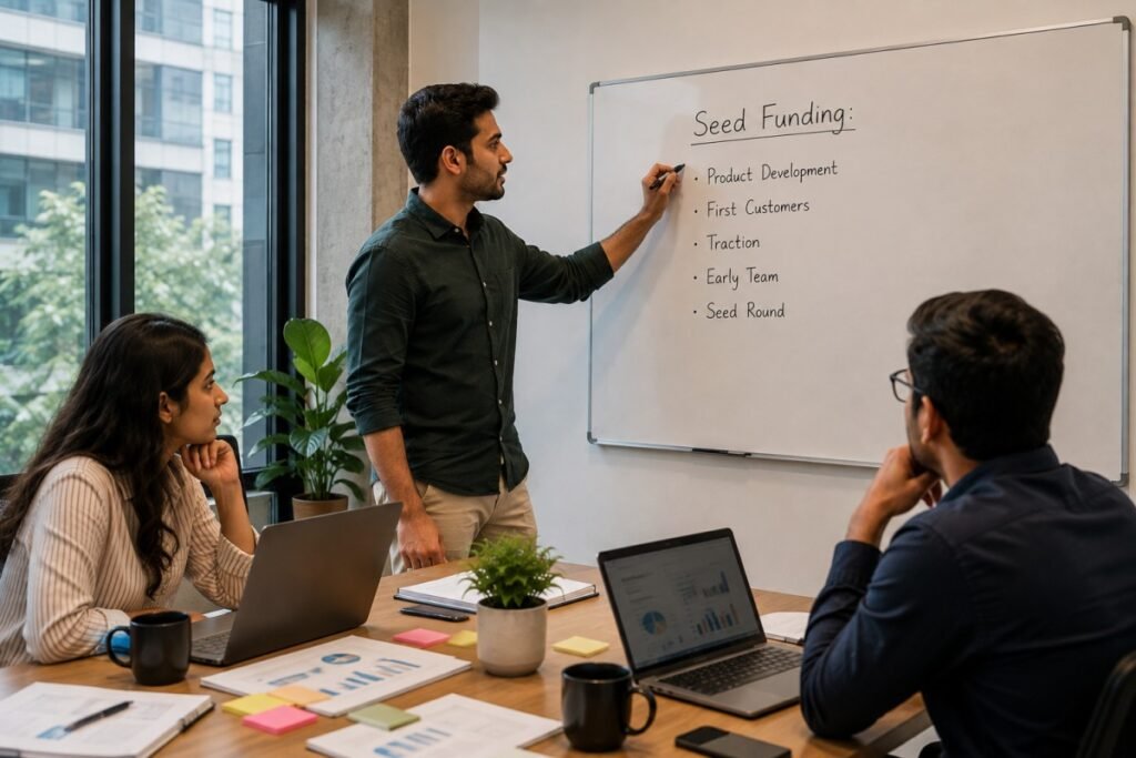Seed funding strategy presentation for startup founders