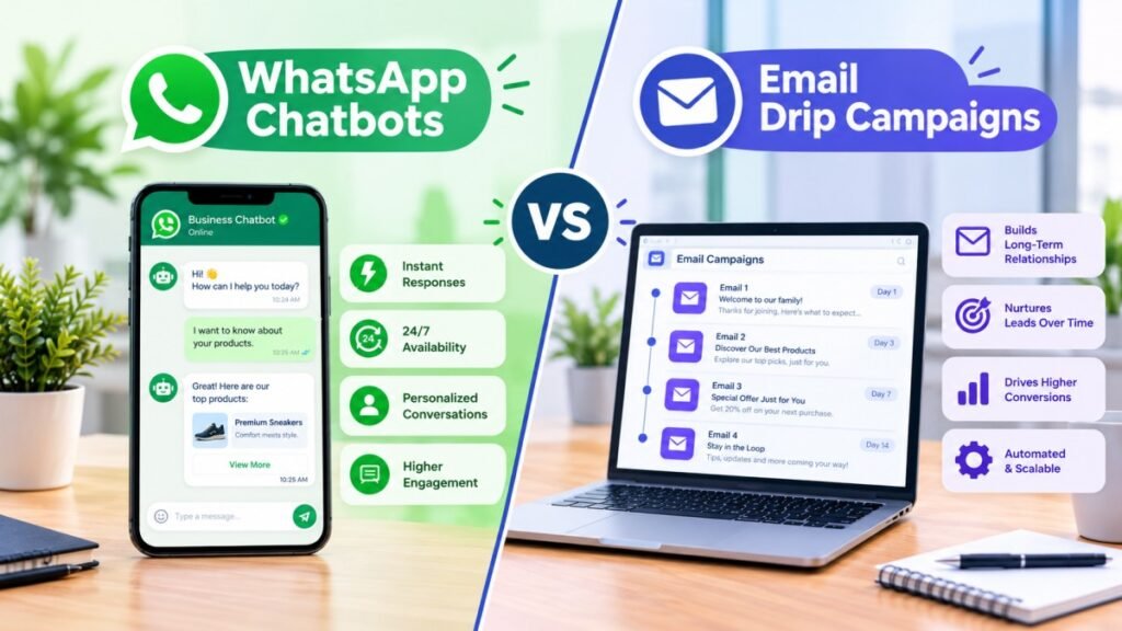 WhatsApp Chatbots vs. Email Drip Campaigns